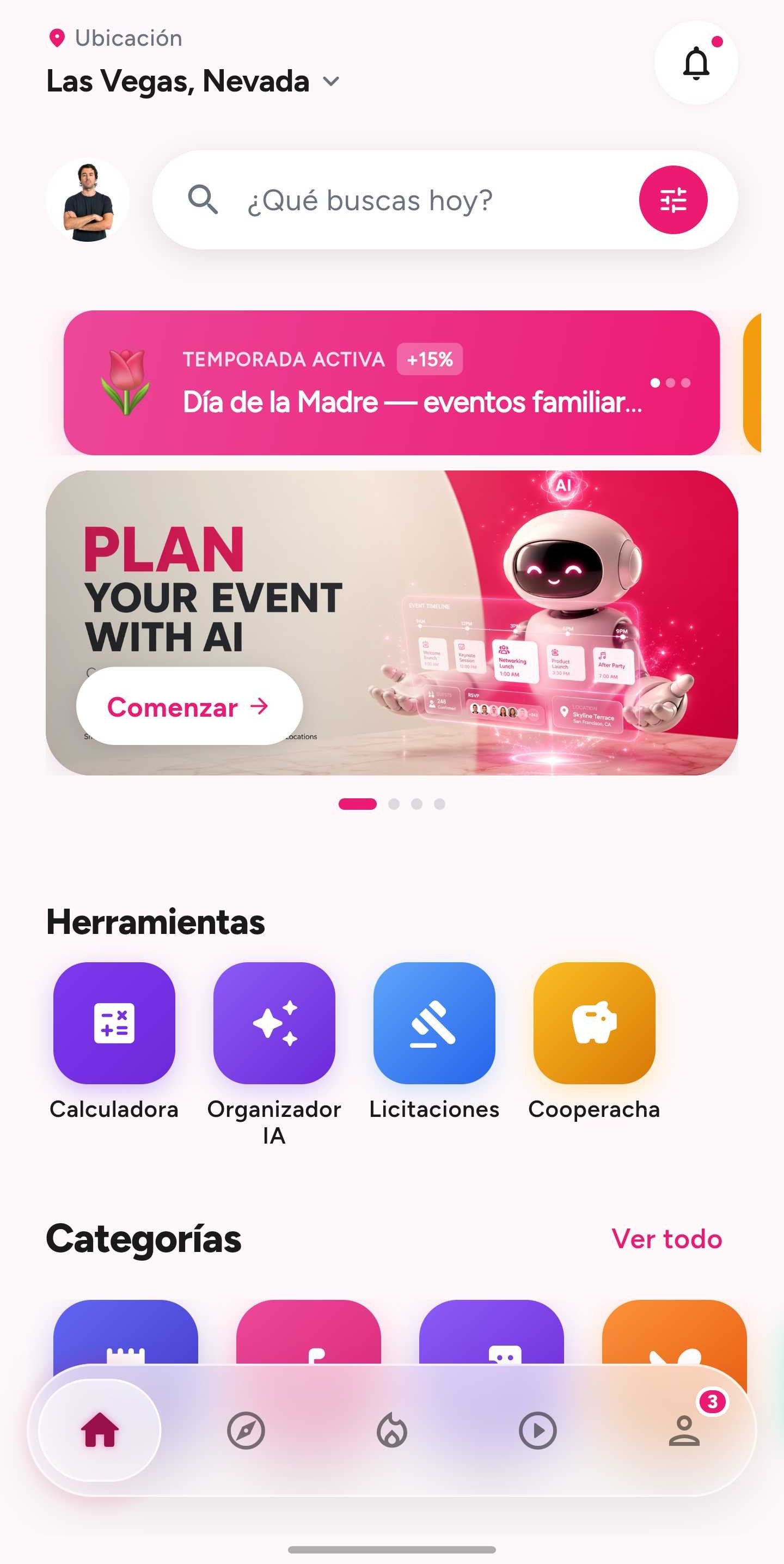 Pantalla principal de la app Bandazo